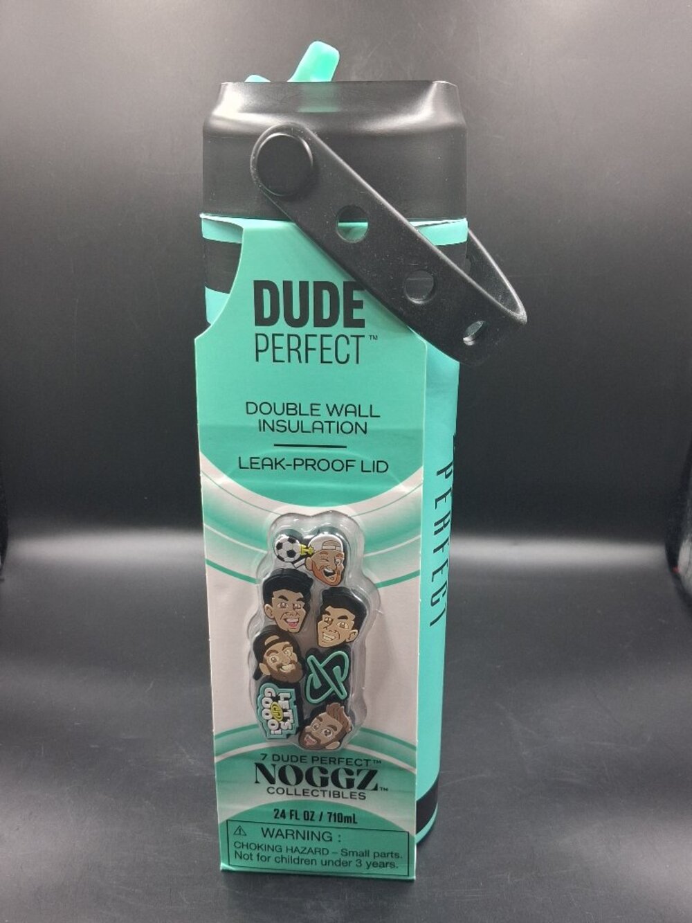 NEW DUDE Perfect Teal Water Bottle Silicone Handle Leakproof Lid Double Wall